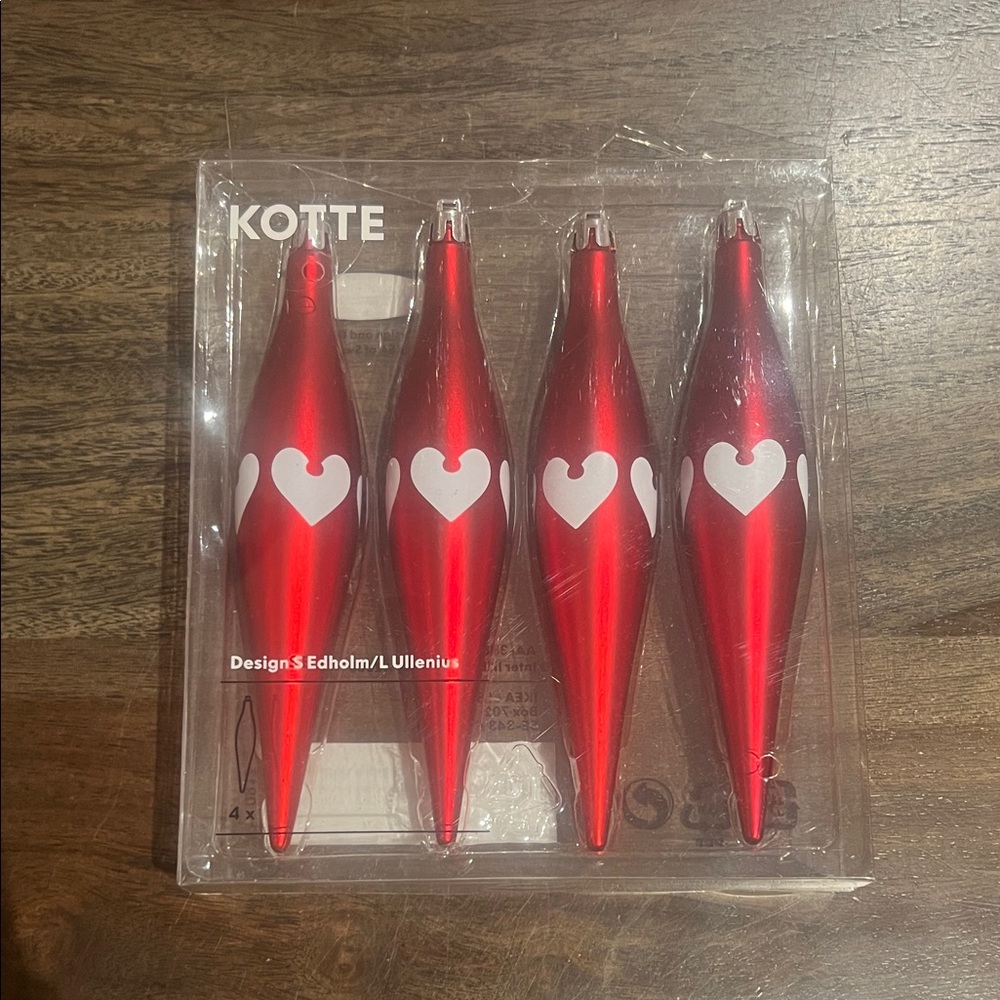 Ikea Kotte Edholm/L Ullenius Red Christmas Ornaments White Hearts